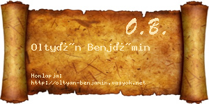 Oltyán Benjámin névjegykártya